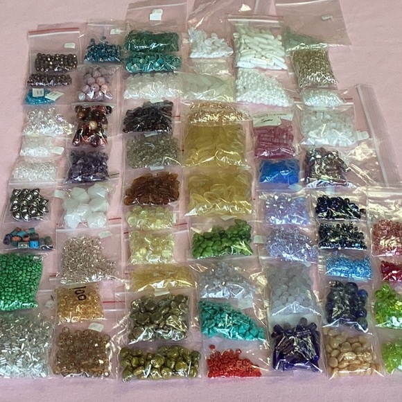 Lot #64 Jewelry Making SeedTube Crystal Stone Glass & Cubes by the Hundreds